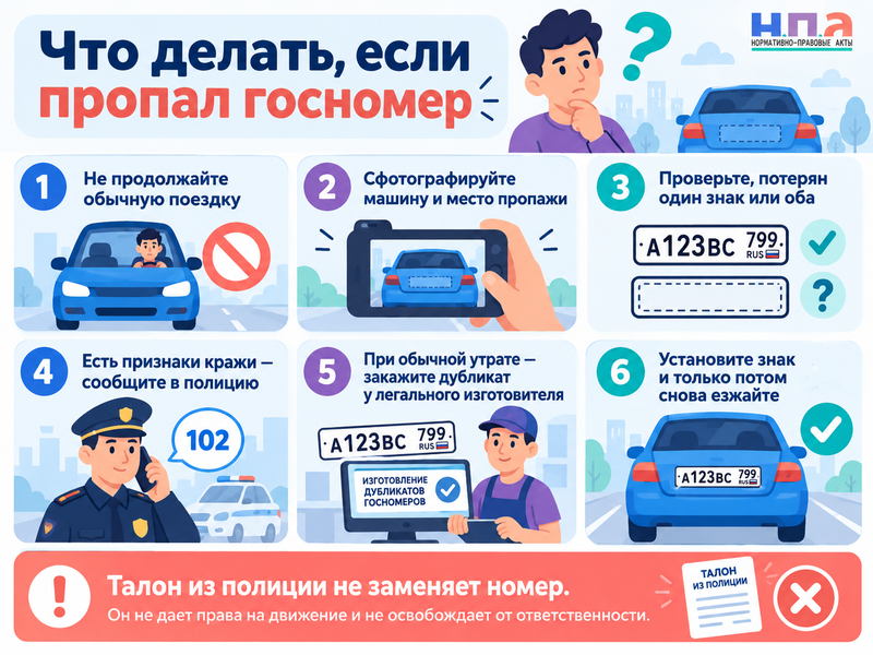 Потерялся или украли госномер автомобиля - что делать водителю