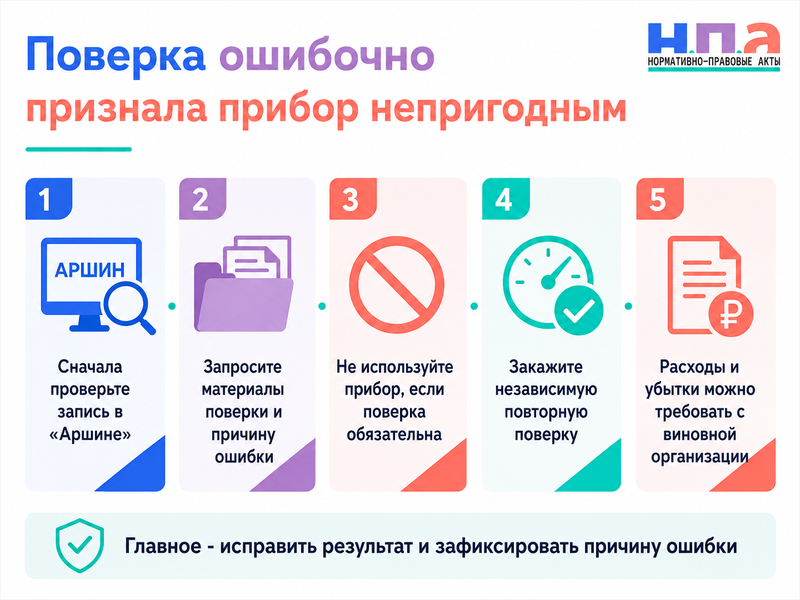 Поверочная организация ошибочно признала оборудование непригодным кто оплачивает повторную поверку и убытки