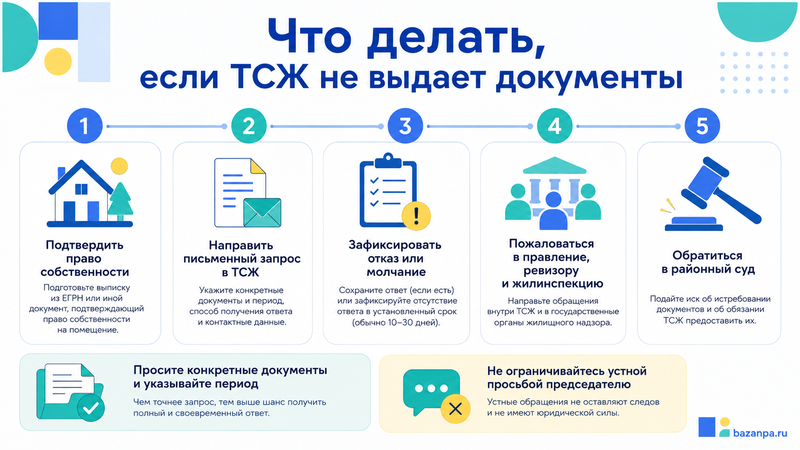 Председатель ТСЖ или ТСН не выдает документы и отчеты: требование собственника, жилинспекция и суд