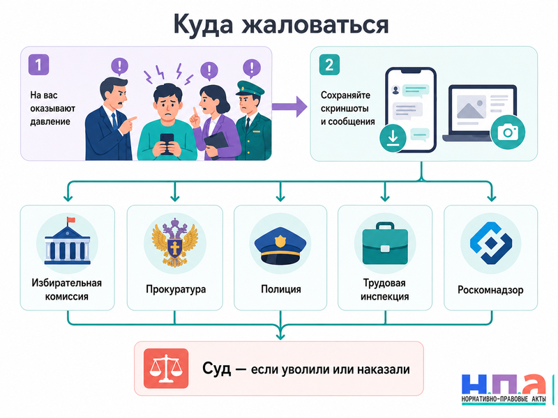 Принуждают голосовать или отчитываться об участии в выборах куда жаловаться