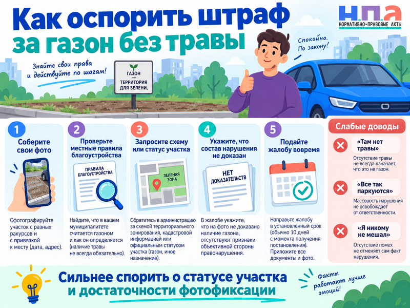 Пришёл штраф за парковку на газоне, хотя травы нет - что проверить