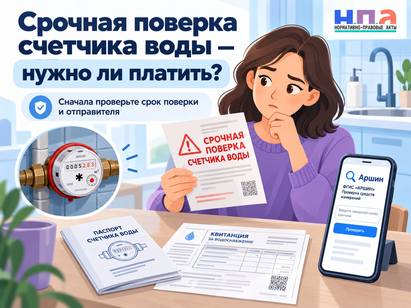 Пришла квитанция на срочную поверку счетчика воды - нужно ли платить