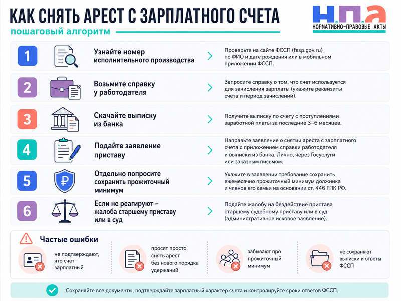Пристав арестовал зарплатную карту как снять арест
