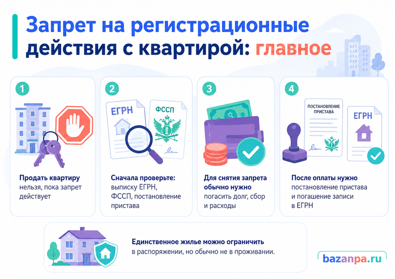 Пристав наложил запрет на регистрационные действия с квартирой можно ли продать жилье и как снять ограничение