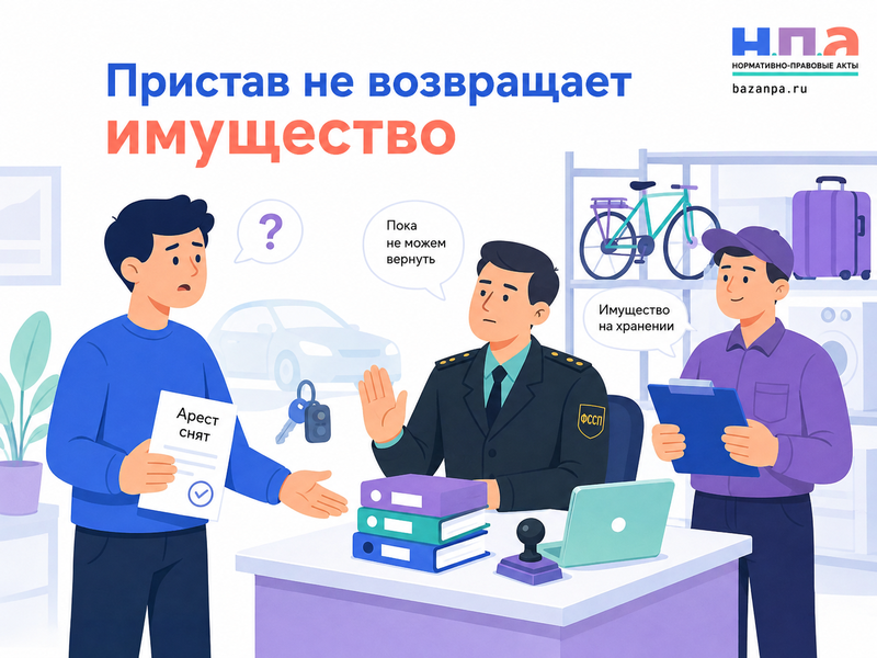 Пристав не возвращает изъятое имущество после окончания производства или отмены ареста