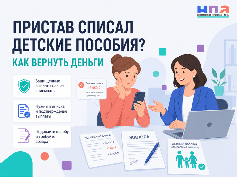 Пристав списал детские пособия или социальные выплаты: как вернуть деньги