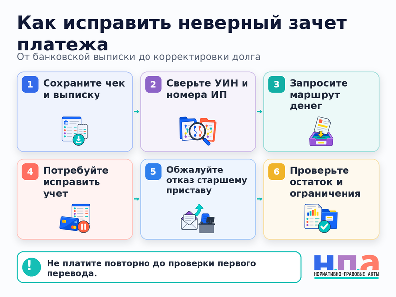 Пристав зачел платеж в другое исполнительное производство как исправить учет денег