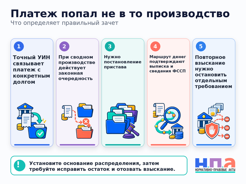 Пристав зачел платеж в другое исполнительное производство как исправить учет денег