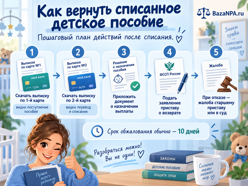 Приставы списали детское пособие после перевода на другую карту