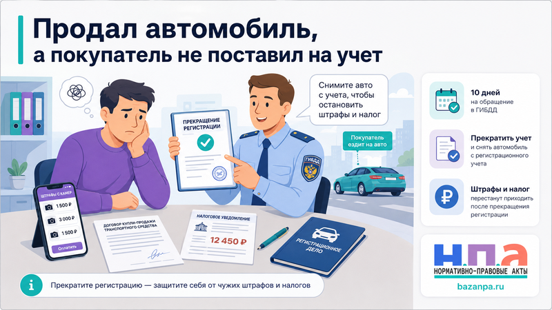 Продал автомобиль, а покупатель не поставил его на учет штрафы, налоги и прекращение регистрации