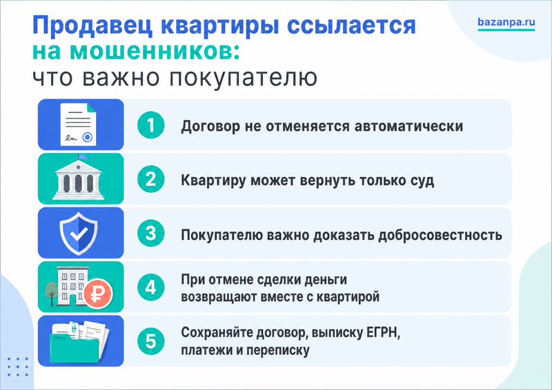 Продавец квартиры заявил, что продал жилье под влиянием мошенников риски покупателя и возврат денег