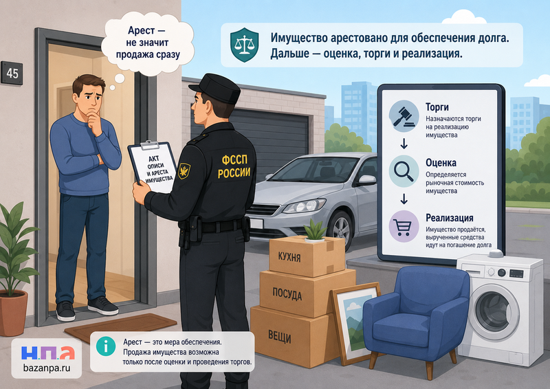 Продажа арестованного имущества приставами торги, снижение цены и права должника
