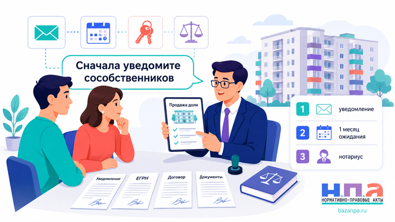 Продажа доли в квартире преимущественное право, нотариус и уведомление собственников