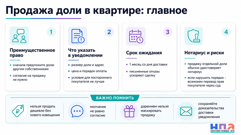 Продажа доли в квартире преимущественное право, нотариус и уведомление собственников