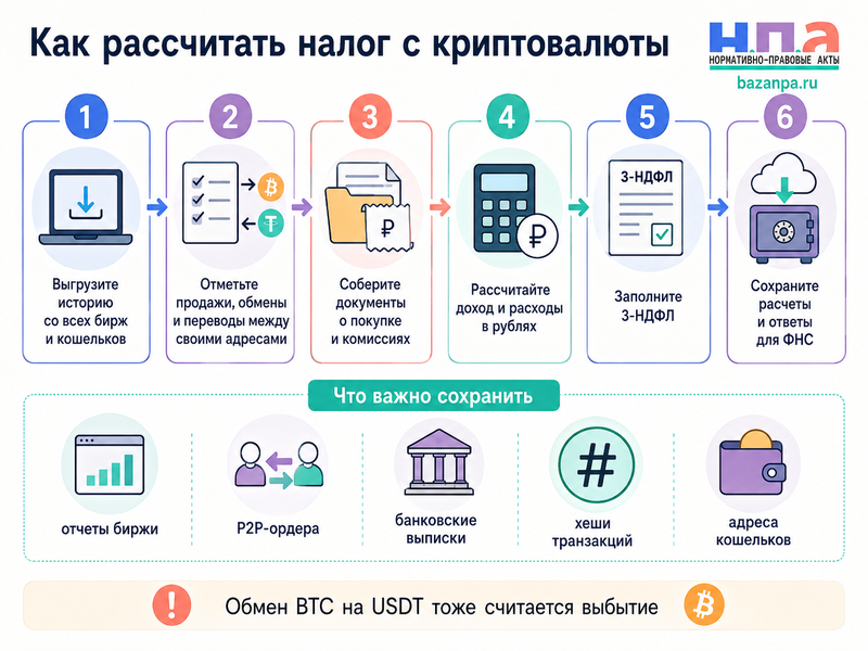 Продажа и обмен криптовалюты в 2026 году расчет НДФЛ, подтверждение расходов и декларация