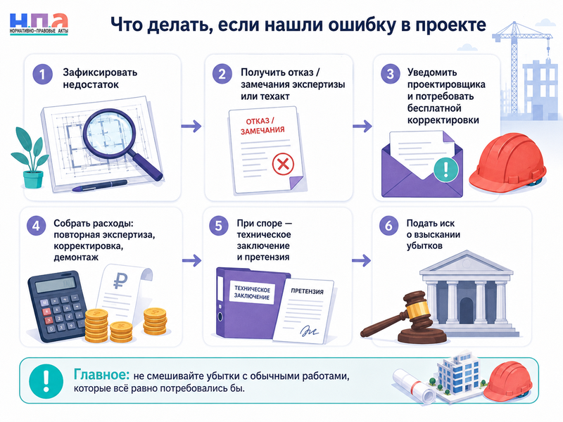 Проектировщик допустил ошибку в проекте кто оплачивает переделку и возмещает убытки