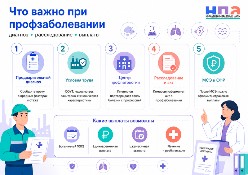 Профессиональное заболевание работника как подтвердить диагноз, провести расследование и получить выплаты