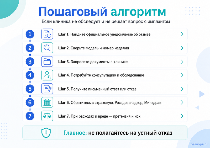 Производитель отозвал имплант, а клиника отказывается обследовать или менять изделие