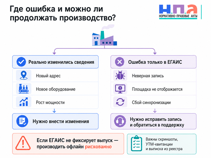 Производитель пива включен в реестр, но ЕГАИС не видит запись или показывает неверные сведения как исправить и продолжить производство