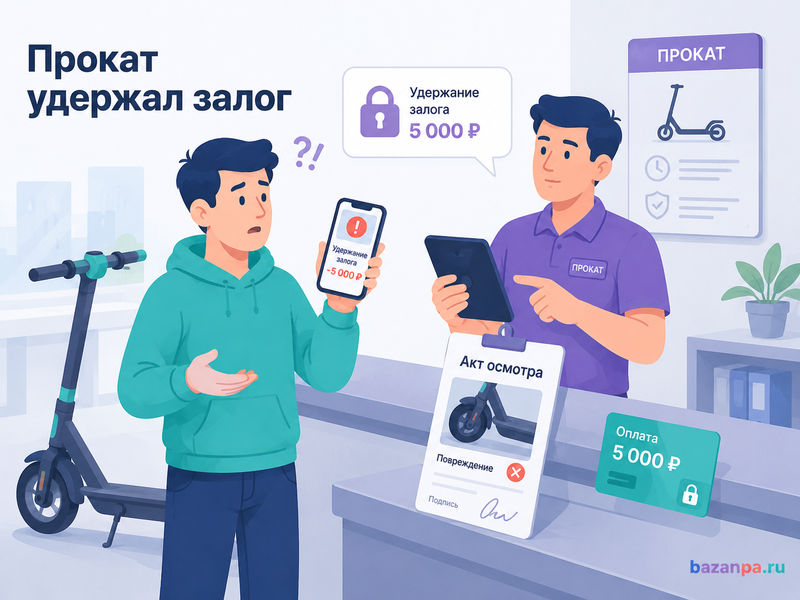 Прокат удерживает залог за повреждение, которого не было как вернуть депозит