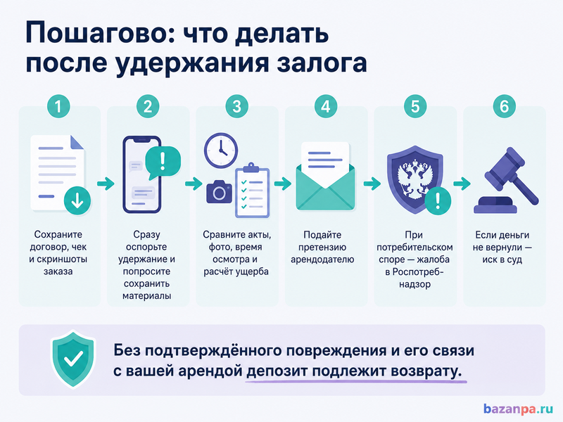 Прокат удерживает залог за повреждение, которого не было как вернуть депозит