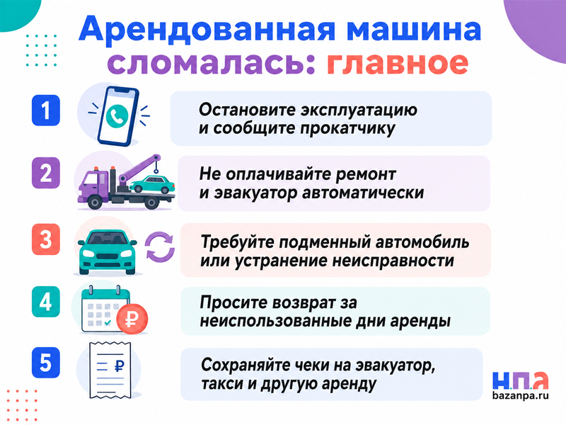 Прокатный автомобиль сломался во время аренды кто оплачивает эвакуатор, подменную машину и расходы