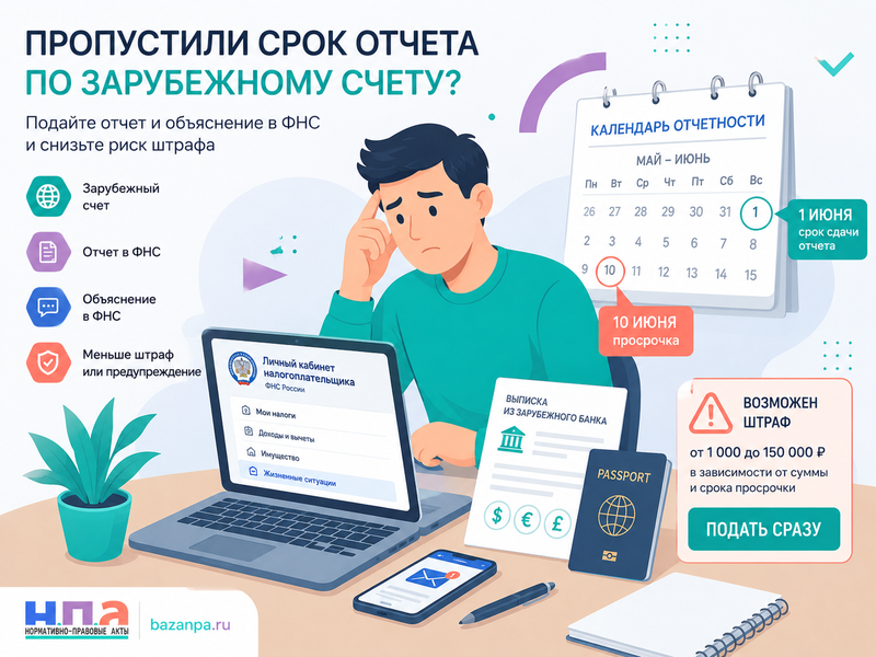 Пропущен срок отчета по зарубежному счету как исправить нарушение и уменьшить штраф