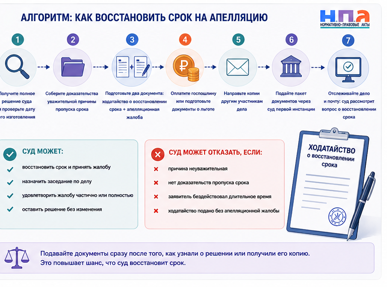 Пропустил срок на апелляцию: как восстановить и что писать в ходатайстве