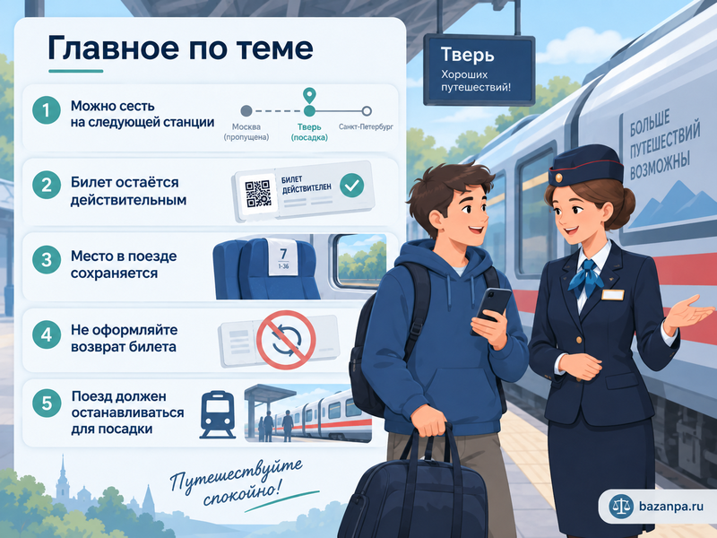 Пропустил станцию отправления: можно ли сесть на поезд позже
