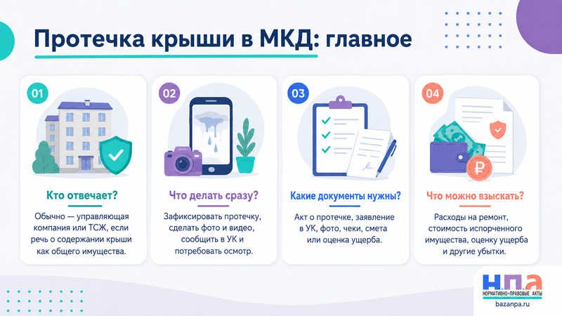 Протечка крыши в многоквартирном доме кто отвечает и как взыскать ущерб