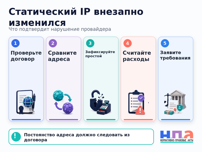 Провайдер без предупреждения изменил статический IP-адрес