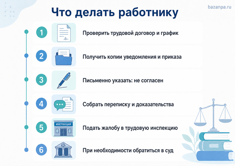 Работодатель изменил график или смены без согласия сотрудника