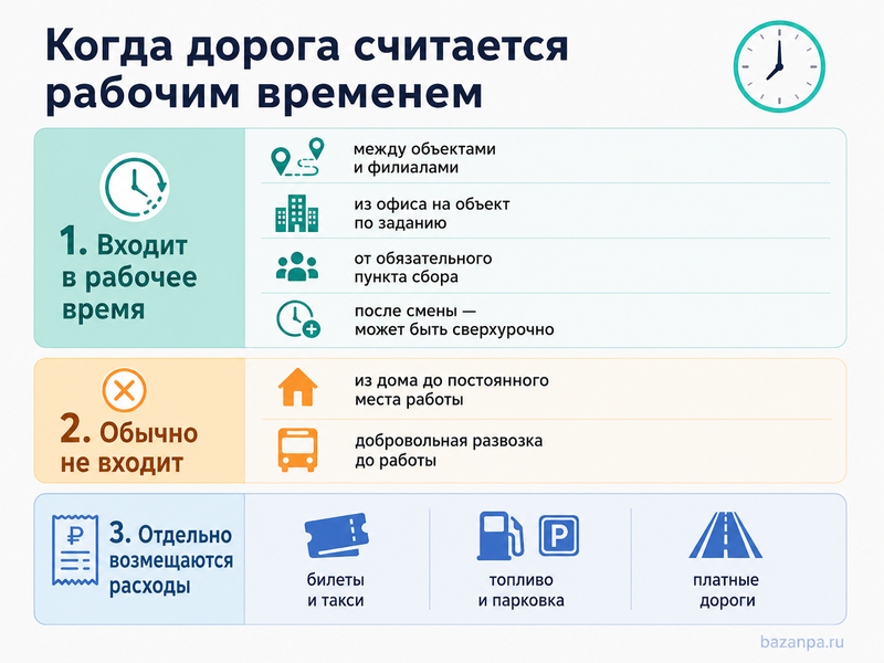 Работодатель не оплачивает поездки между объектами или от места сбора входит ли дорога в рабочее время