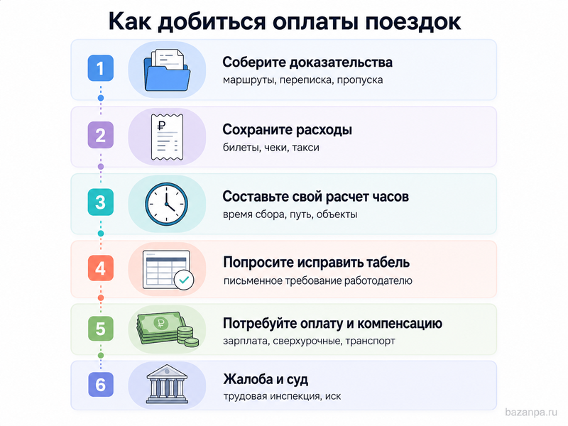 Работодатель не оплачивает поездки между объектами или от места сбора входит ли дорога в рабочее время