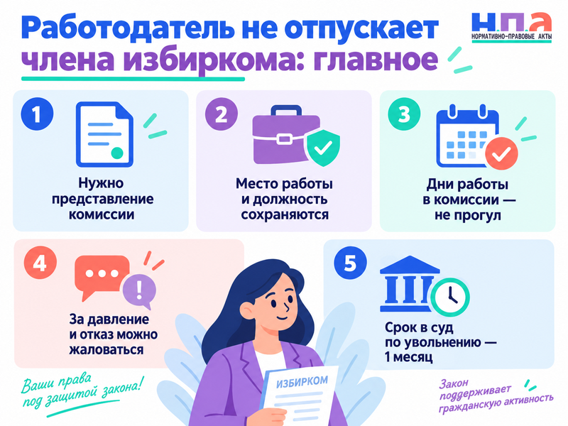Работодатель не отпускает члена избирательной комиссии - что делать