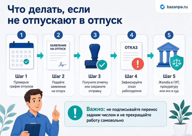 Работодатель не отпускает в ежегодный отпуск куда жаловаться и можно ли получить компенсацию