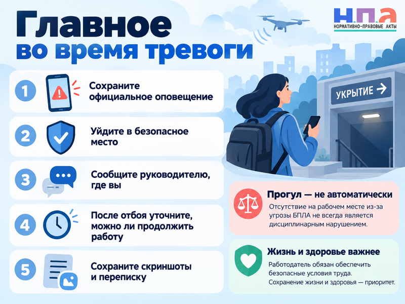 Работодатель не отпускает в укрытие при угрозе БПЛА - что делать