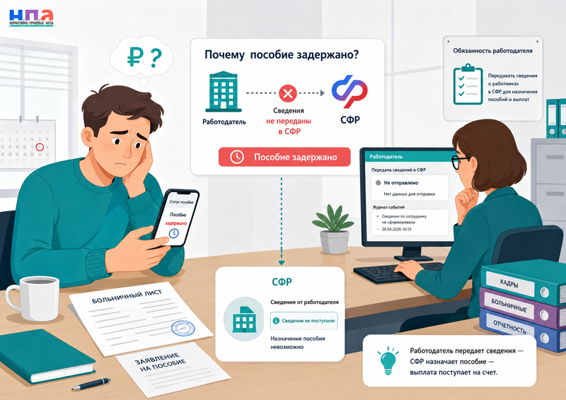 Работодатель не передал сведения в СФР и задержал пособие в 2026 году кто исправляет данные и возмещает потери