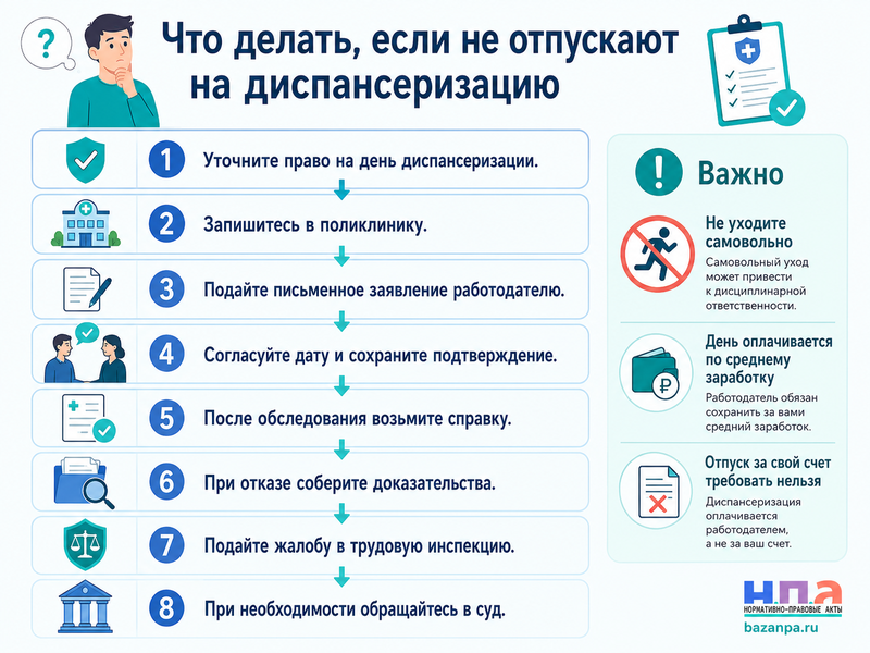 Работодатель не предоставляет оплачиваемый день для диспансеризации кому он положен и куда жаловаться