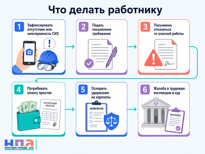 Работодатель не выдаёт спецодежду, обувь или средства защиты либо удерживает их стоимость из зарплаты