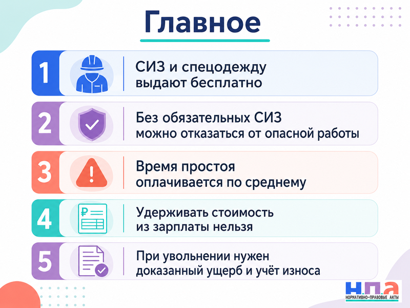 Работодатель не выдаёт спецодежду, обувь или средства защиты либо удерживает их стоимость из зарплаты