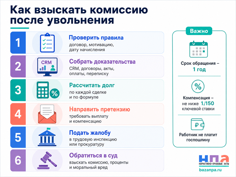 Работодатель не выплатил комиссию за завершенные продажи после увольнения