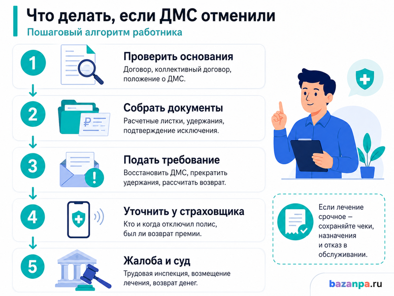 Работодатель отменил ДМС, ухудшил страховую программу или исключил сотрудника после удержания взноса