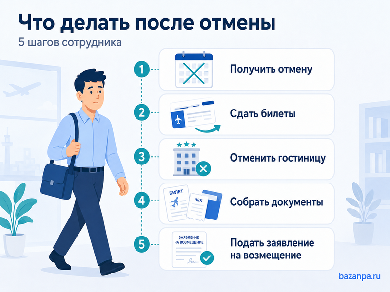 Работодатель отменил командировку после покупки билетов кто возмещает расходы