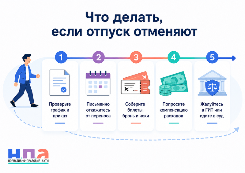 Работодатель отменил уже согласованный отпуск после покупки билетов и бронирования гостиницы права сотрудника