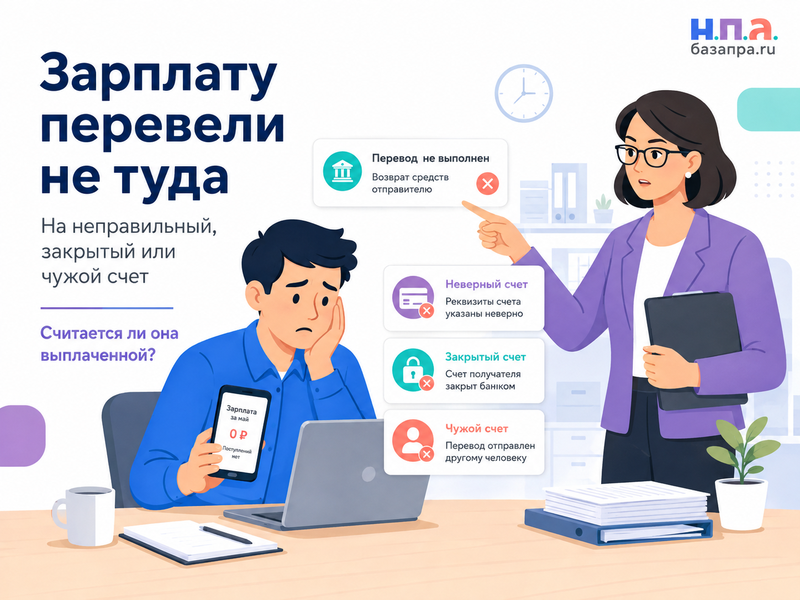 Работодатель перечислил зарплату на неправильный, закрытый или чужой банковский счет считается ли она выплаченной