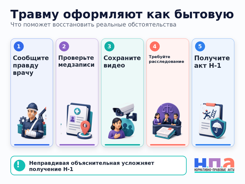 Работодатель скрывает производственную травму и не выдает акт Н-1