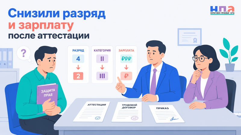 Работодатель снизил квалификационный разряд, категорию и зарплату после аттестации без согласия сотрудника