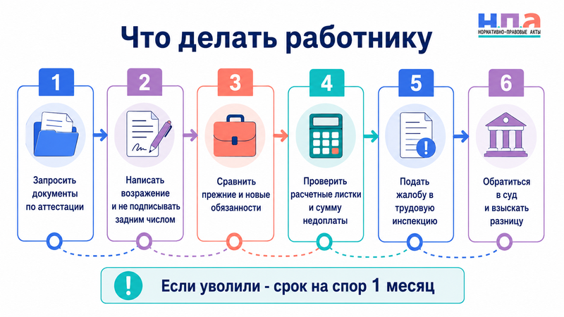 Работодатель снизил квалификационный разряд, категорию и зарплату после аттестации без согласия сотрудника