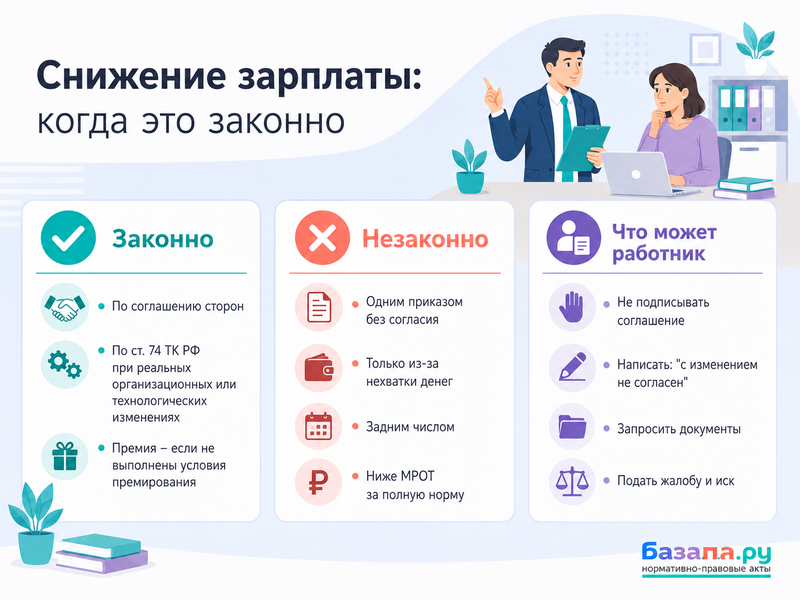 Работодатель снизил зарплату когда это законно и можно ли отказаться